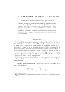 LAPLACE TRANSFORM AND UNIVERSAL sl2 INVARIANTS
