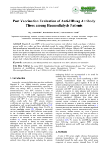 Post Vaccination Evaluation of Anti-HBsAg Antibody Titers