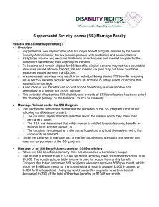 Supplemental Security Income (SSI) Marriage Penalty What is the