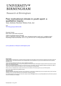 University of Birmingham Peer motivational climate in youth sport: a