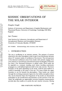 Seismic Observations of the Solar Interior
