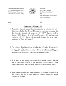 If oil of specific gravity 0.9 and dynamic viscosity 9.6