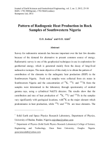 Pattern of Radiogenic Heat Production in Rock Samples of