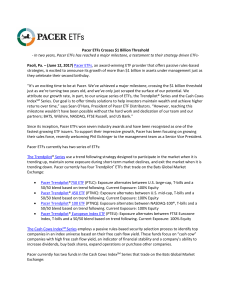 Pacer ETFs Crosses $1 Billion Threshold