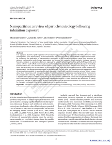 Nanoparticles: a review of particle toxicology following inhalation