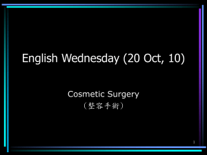 Cosmetic surgery = plastic surgery =整容手術go under the knife = 做