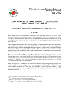 Use of Copper-Base Shape Memory Alloys in Seismic Energy