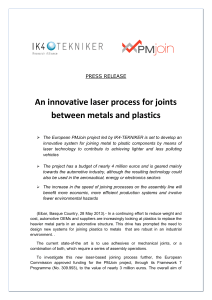 An innovative laser process for joints between metals and plastics