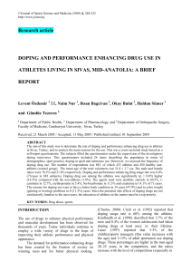 Research article DOPING AND PERFORMANCE ENHANCING