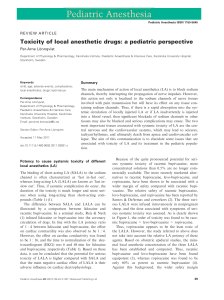 Toxicity of local anesthetic drugs: a pediatric