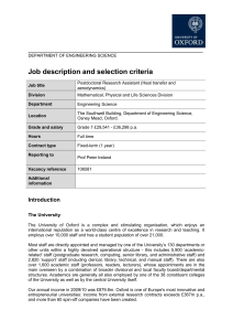 Job description and selection criteria