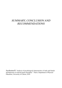 summary, conclusion and recommendations