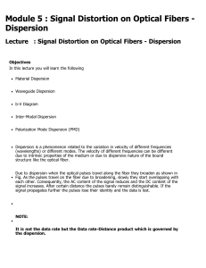 Signal Distortion on Optical Fibers - Dispersion