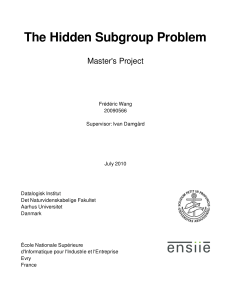 The Hidden Subgroup Problem