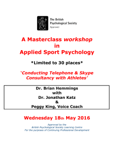 A Masterclass workshop in Applied Sport Psychology