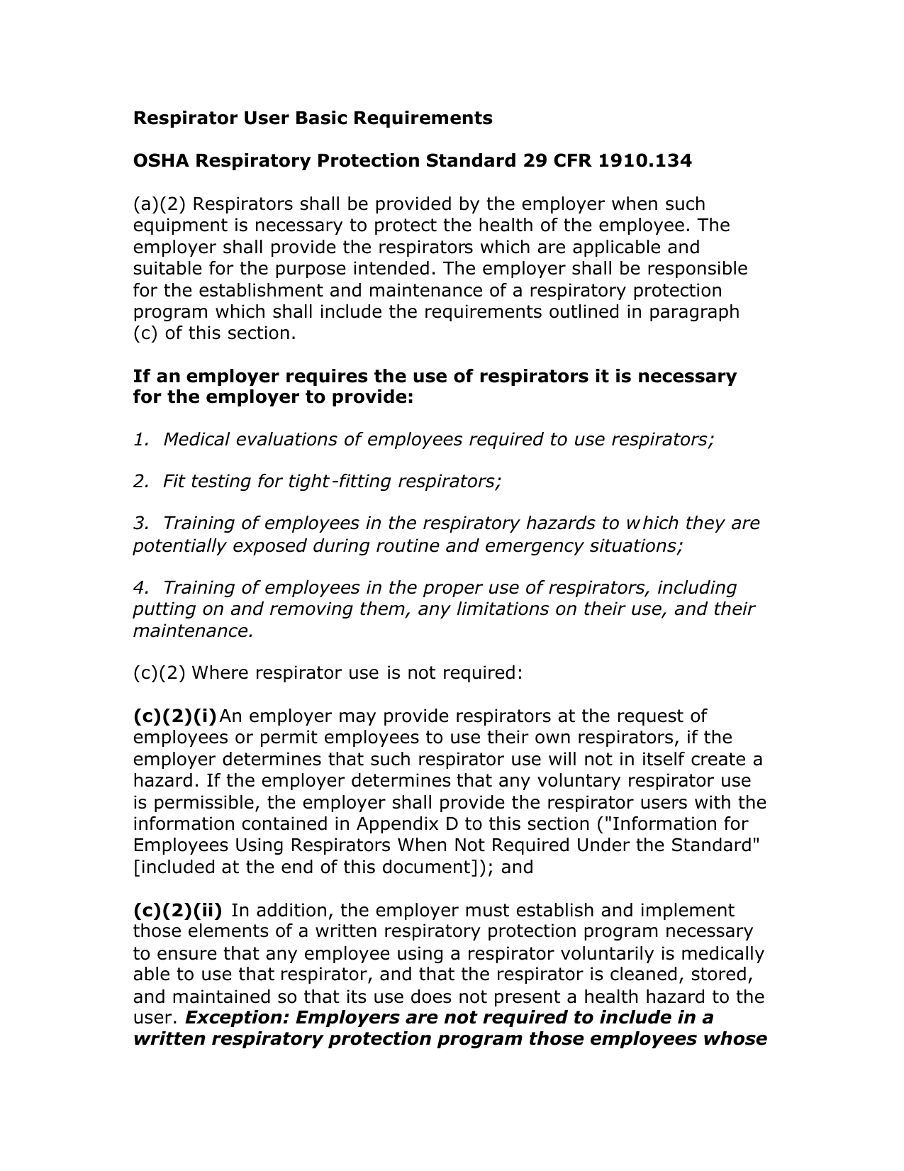 osha respiratory protection