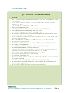 (6) Check List – Material Recovery