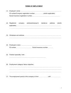 Sample Terms of Employment Contract
