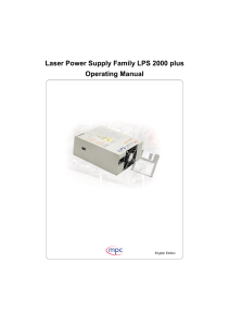 Laser Power Supply Family LPS 2000 plus Operating Manual