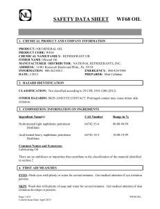 safety data sheet wf68 oil - National Refrigerants, Inc.