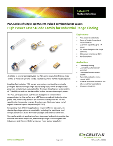 PGA Series of High Power Laser-Diodes for Industrial Range Finding
