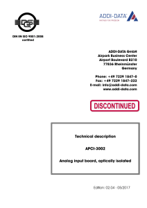 Technical description APCI-3002 Analog input board - ADDI-DATA