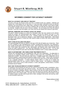 INFORMED CONSENT FOR CATARACT SURGERY
