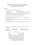 Chemistry – Midterm Part 2 Material Unit Review packet 2014