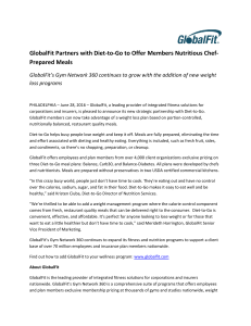 GlobalFit Partners with Diet-to-Go to Offer Members Nutritious Chef