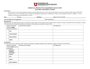 PERSONAL PROTECTIVE EQUIPMENT SELECTION HAZARD