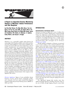 A Report on Upgraded Seismic Monitoring Stations in Myanmar