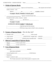 GUIDED NOTES – IGNEOUS ROCKS Name Date