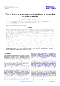 Time evolution of snow regions and planet traps in an evolving