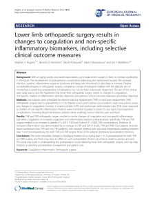 Lower limb orthopaedic surgery results in changes to coagulation
