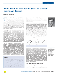 FINITE ELEMENT ANALYSIS IN SOLID MECHANICS: ISSUES AND