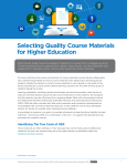 Selecting Quality Course Materials for Higher Education