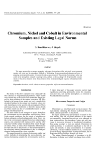 Chromium, Nickel and Cobalt in Environmental Samples and