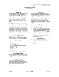 Reactions between Solutions