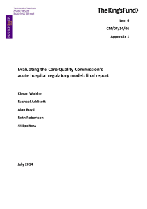Evaluating the Care Quality Commission`s acute hospital