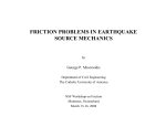 FRICTION PROBLEMS IN EARTHQUAKE SOURCE MECHANICS