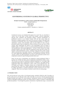 GEOTHERMAL SYSTEMS IN GLOBAL PERSPECTIVE