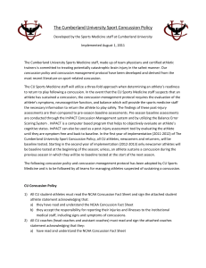 The Cumberland University Sport Concussion Policy