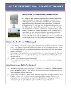 1031 Tax-deferred Exchanges