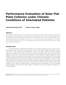 Performance Evaluation of Solar Flat Plate Collector