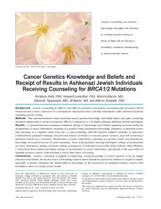 Cancer Genetics Knowledge and Beliefs and Receipt of Results in