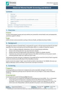 Maternal Mental Health Screening and Referral