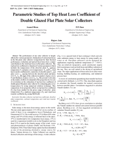 Parametric Studies of Top Heat Loss Coefficient of