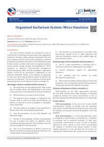 Organised Surfactant System: Micro Emulsion