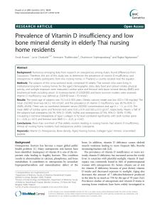 Prevalence of Vitamin D insufficiency and low bone mineral density