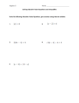 Solving Absolute Value Equations and Inequalities HW - 8 27